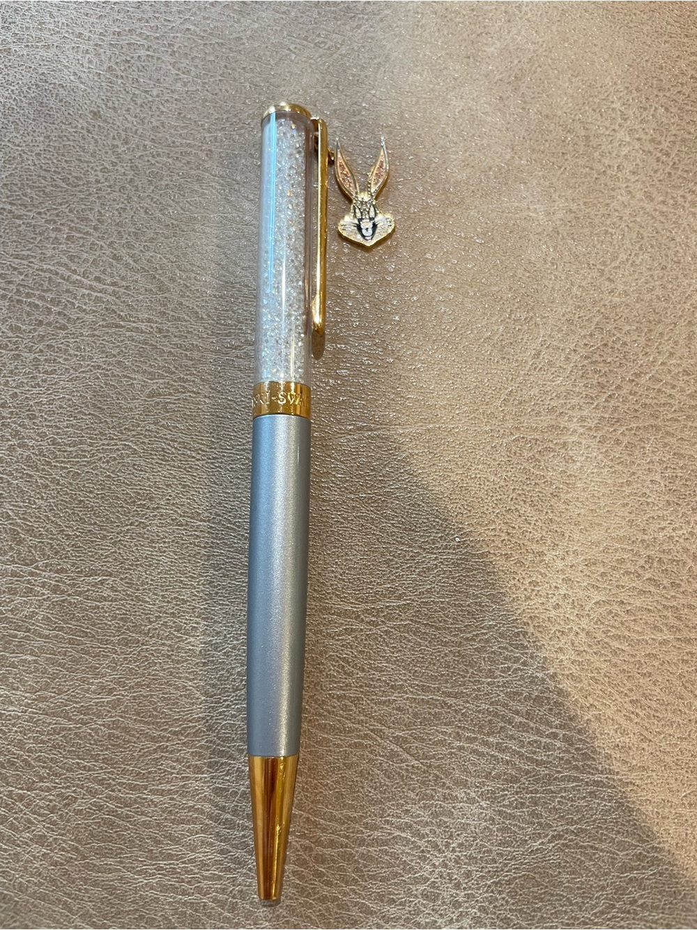 Swarovski Silver and Gold Crystal-Top Ballpoint Pen